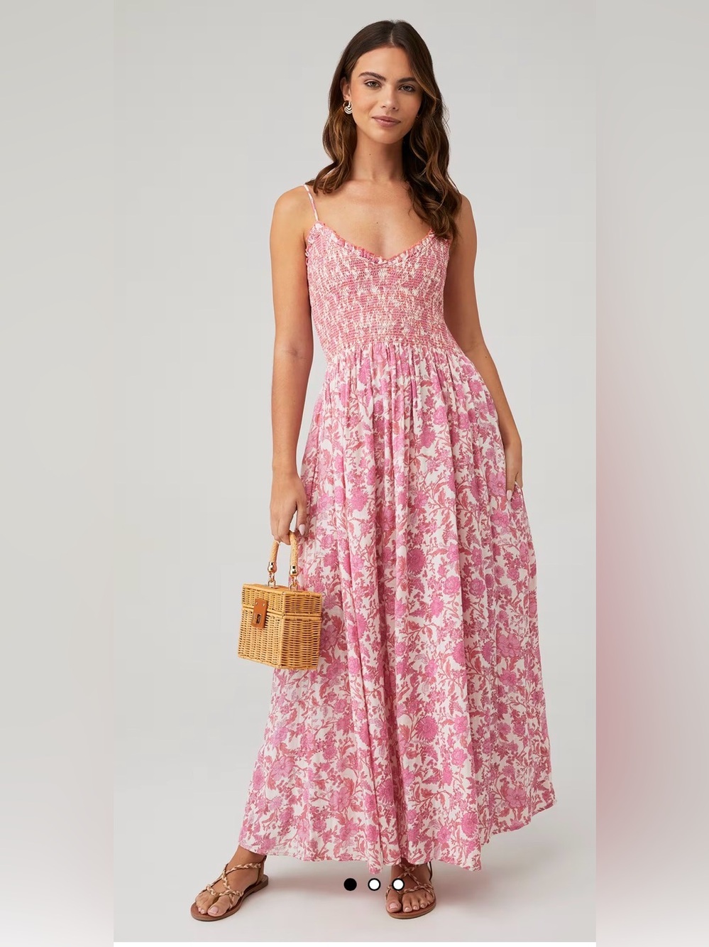 Free People Pink Floral Smocked Maxi Dress - Picture 2 of 13